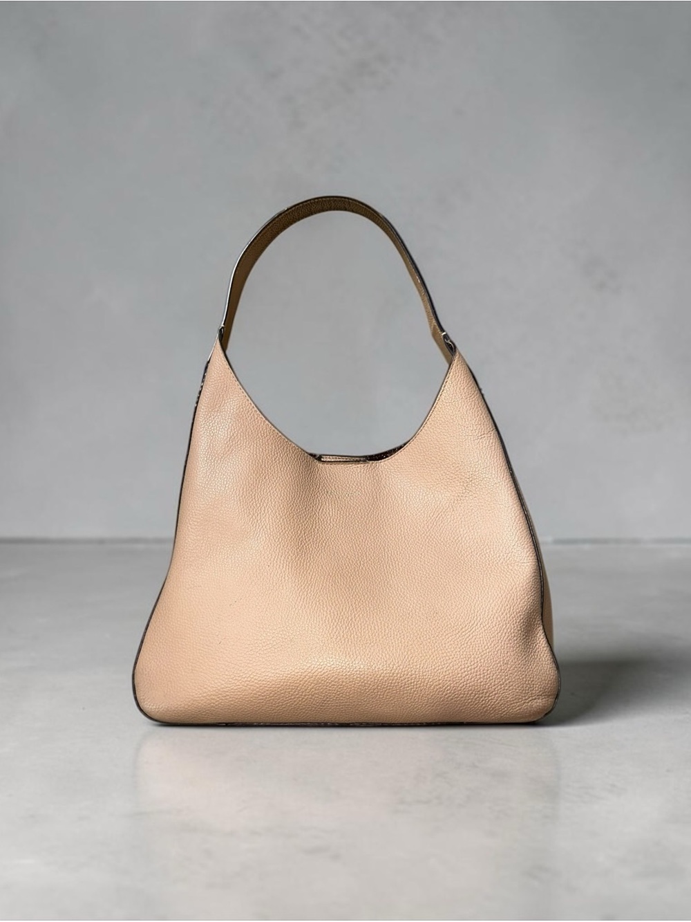 Kate Spade New York Pebbled Leather Shoulder Bag Zipper Pouch Insert Blush Beige